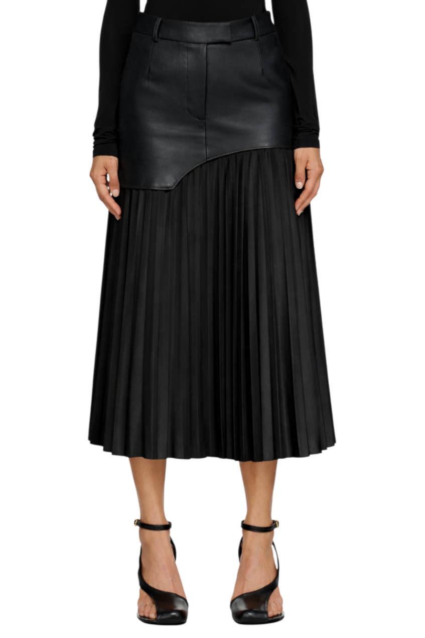 Patchwork Contrast Pleated Skirt