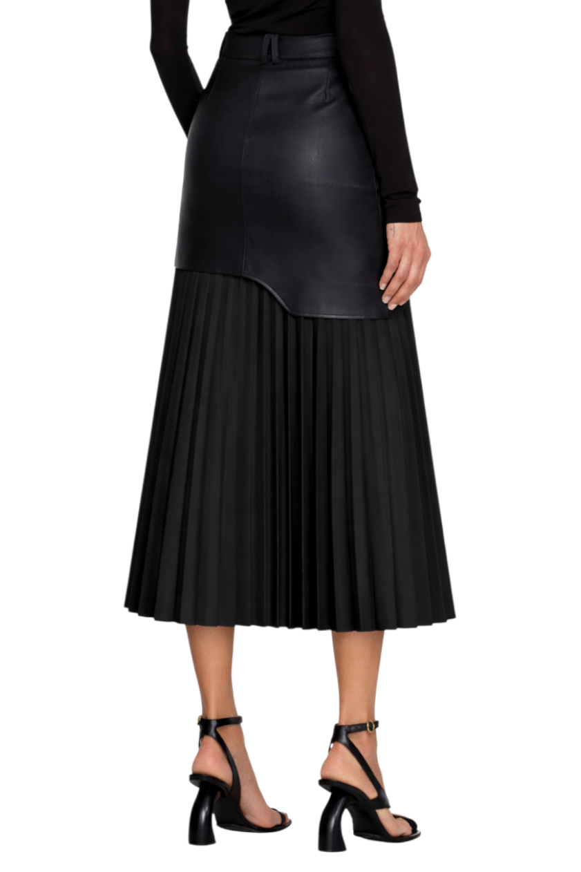Patchwork Contrast Pleated Skirt