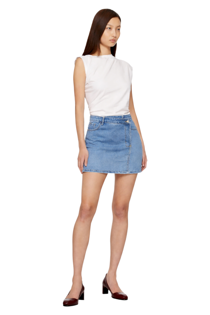 Asymmetrical Denim Mini Skirt