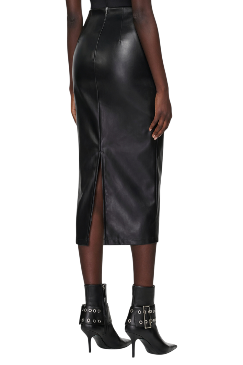 Slit Back Ruched Midi Skirt