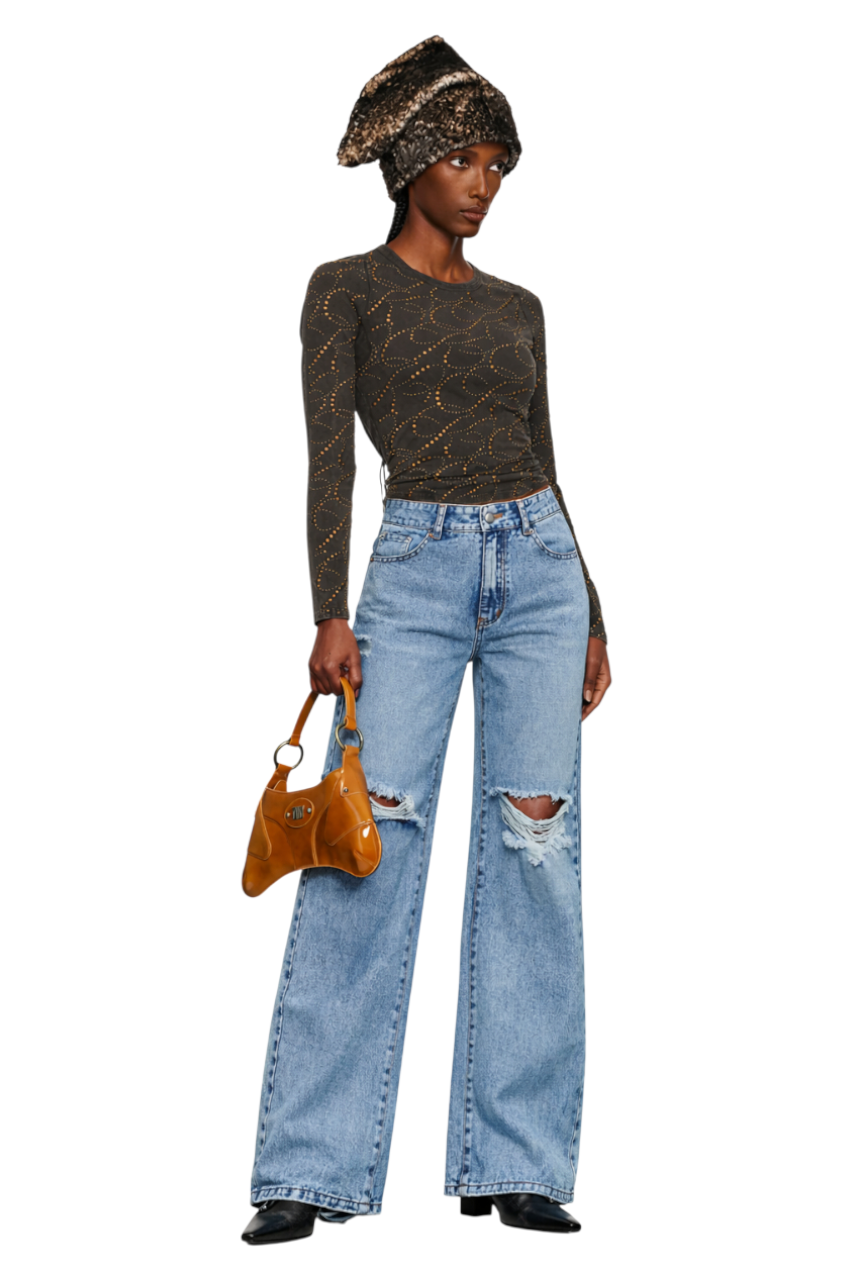 Distressed Wide Leg Jeans with Pockets