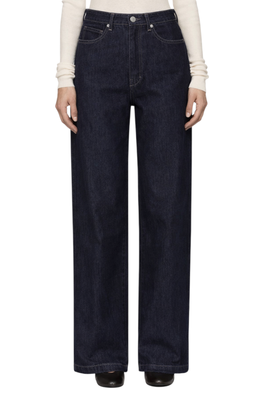 High-Waisted Wide-Leg Washed Jeans