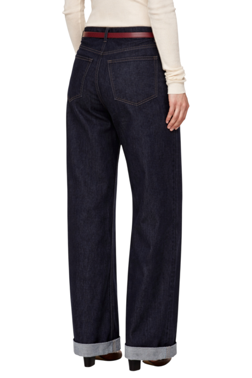 High-Waisted Wide-Leg Washed Jeans