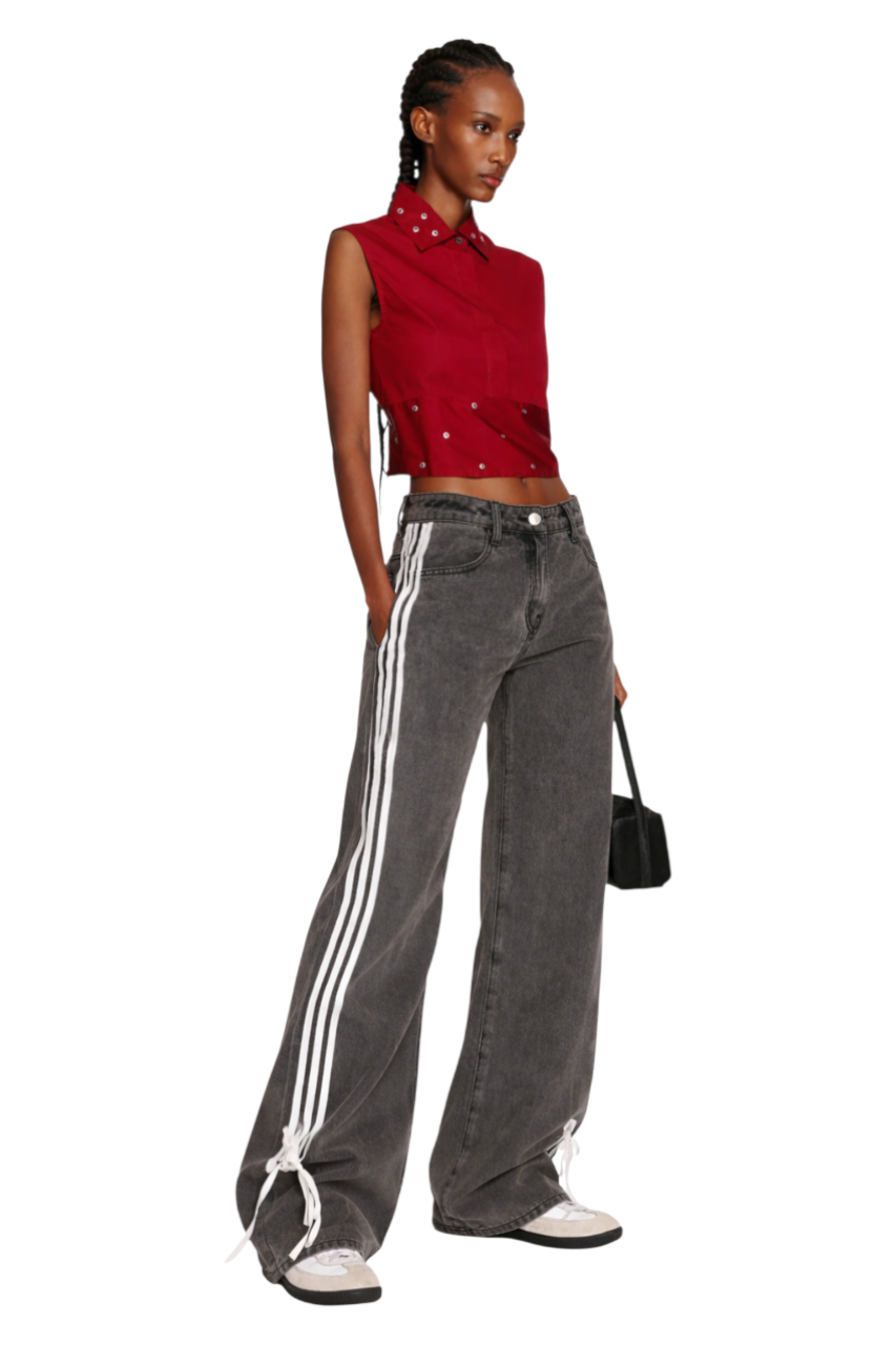 Side Striped Loose Fit Jeans
