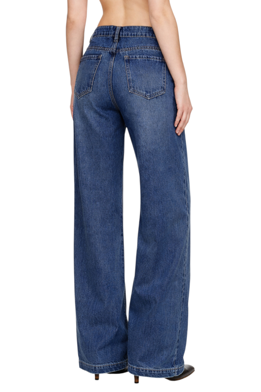 Wide Leg Vintage Wash Jeans