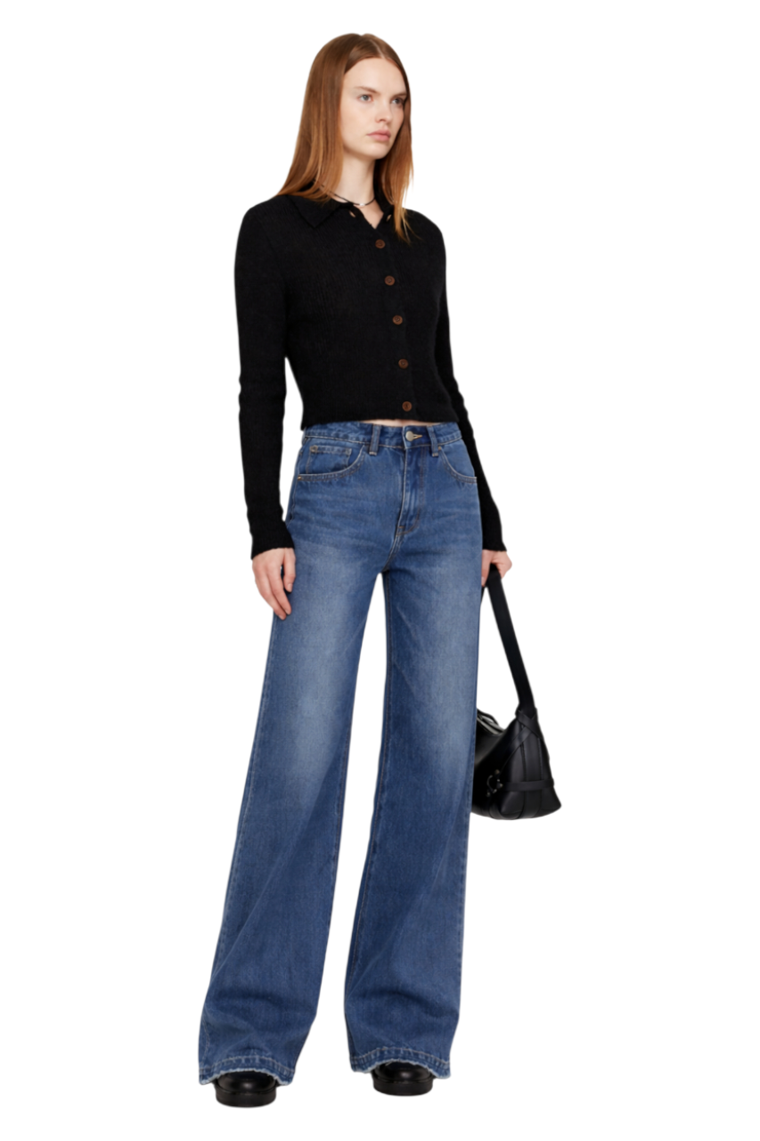 Wide Leg Vintage Wash Jeans