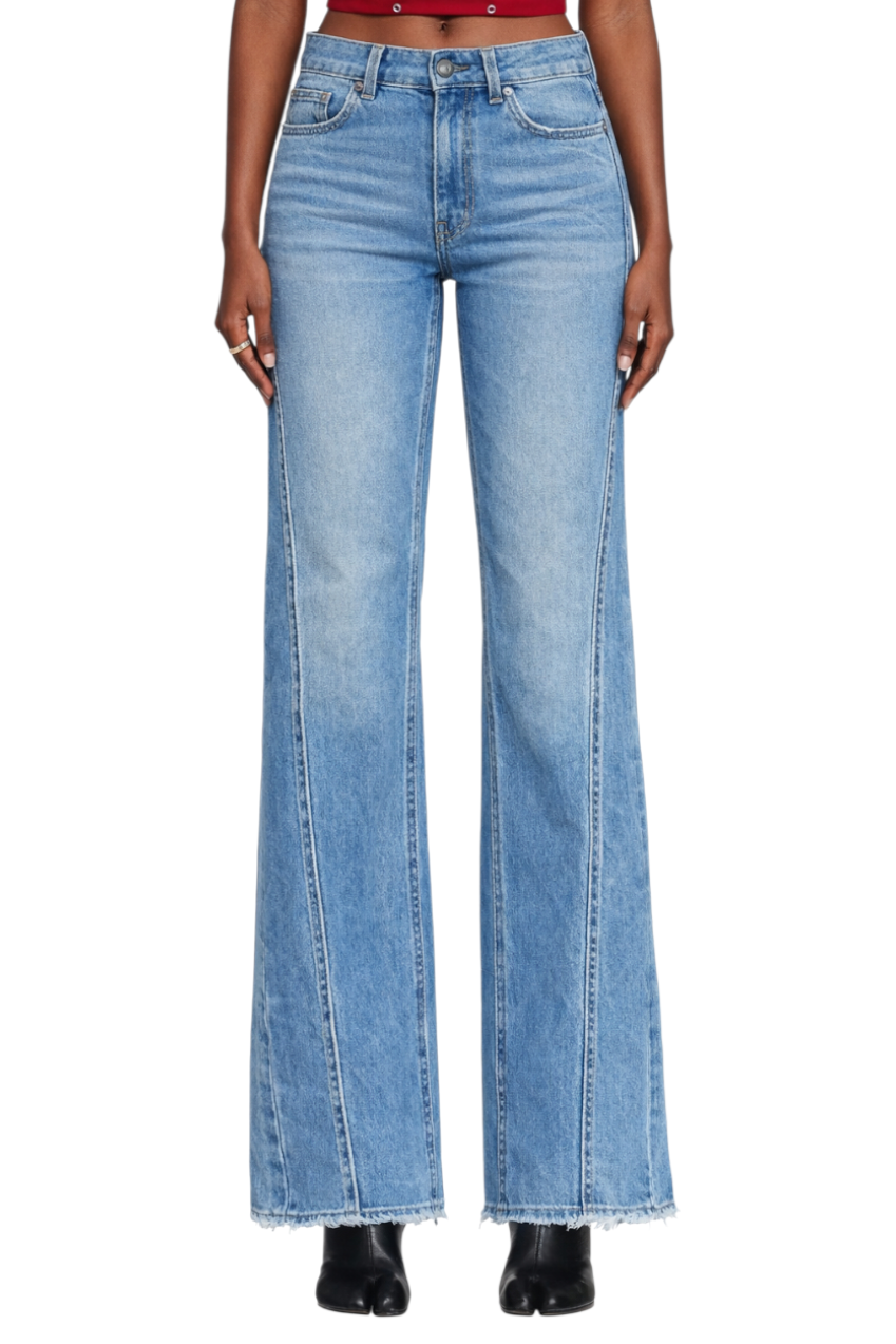 Raw Hem Wide Leg Jeans with Pockets