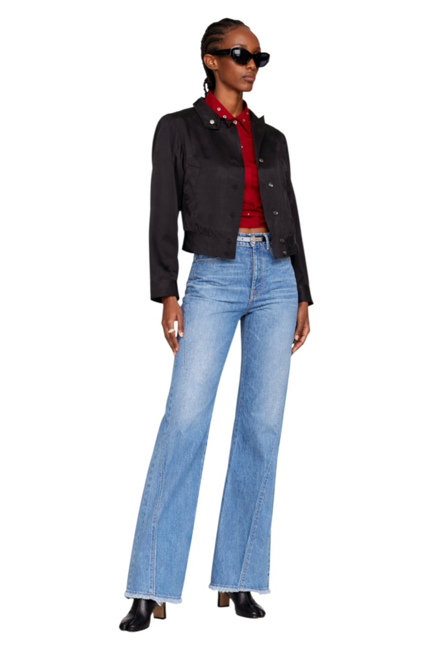 Raw Hem Wide Leg Jeans with Pockets