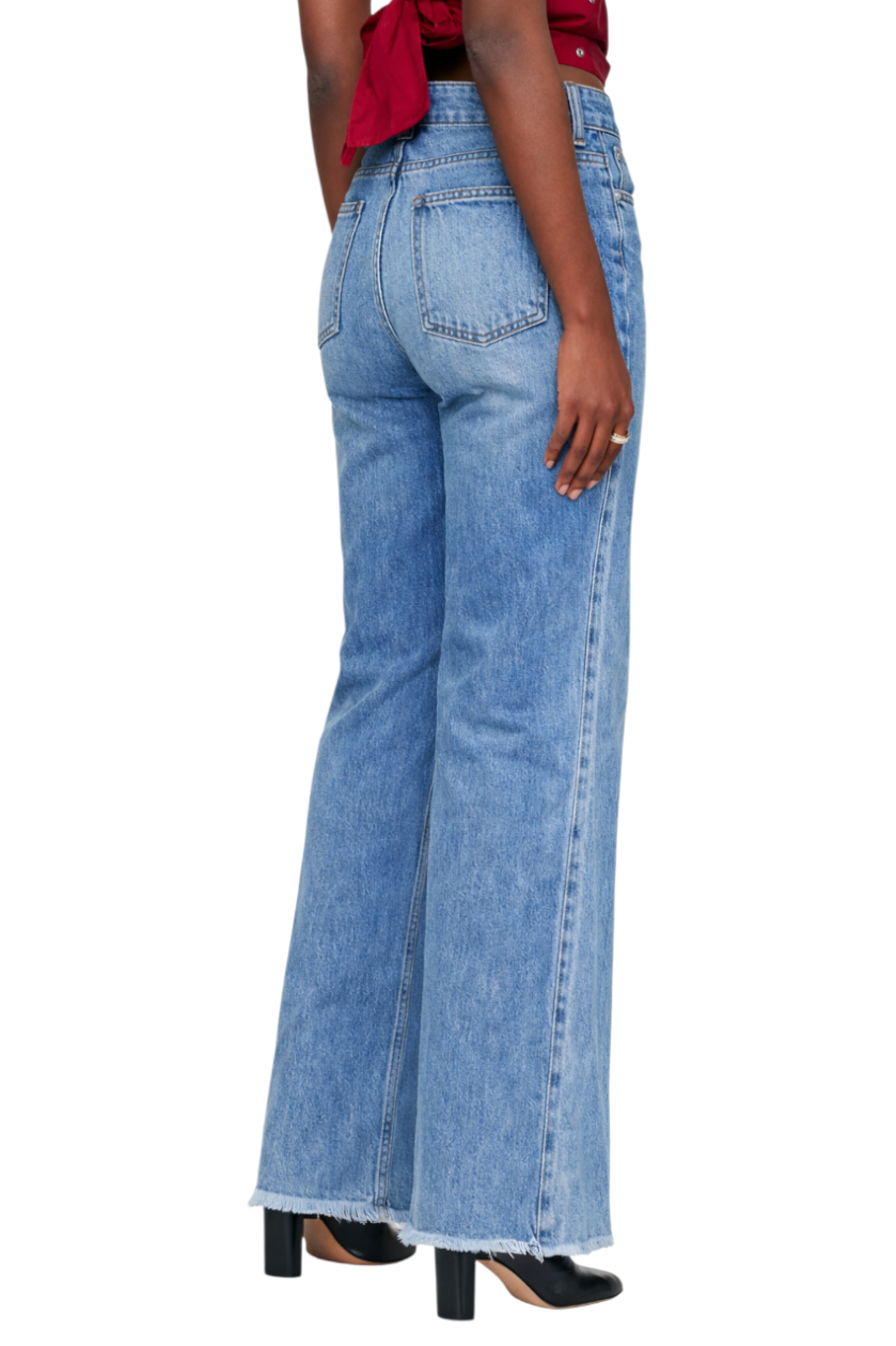 Raw Hem Wide Leg Jeans with Pockets
