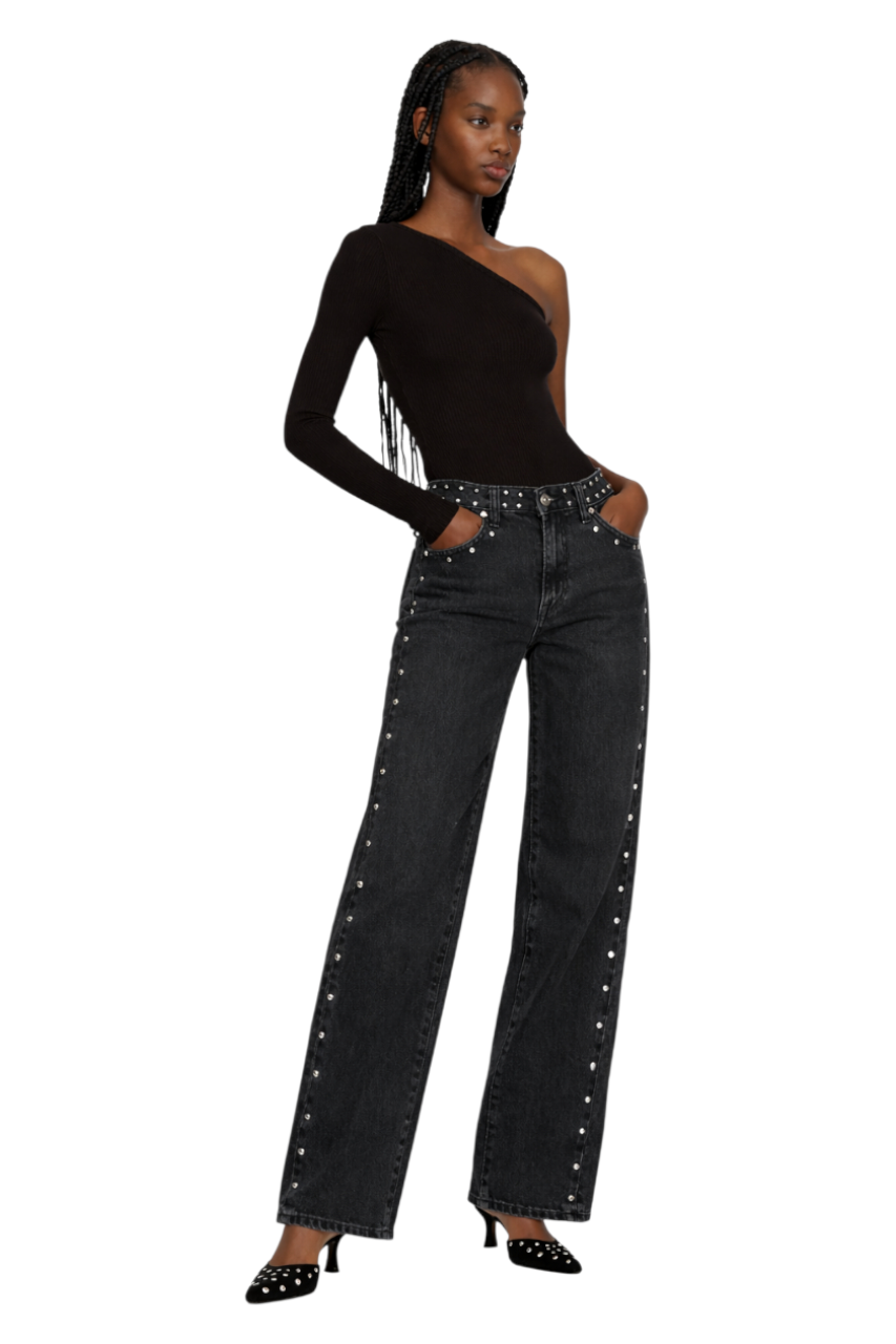 Leopard Star Patches Wide Leg Jeans