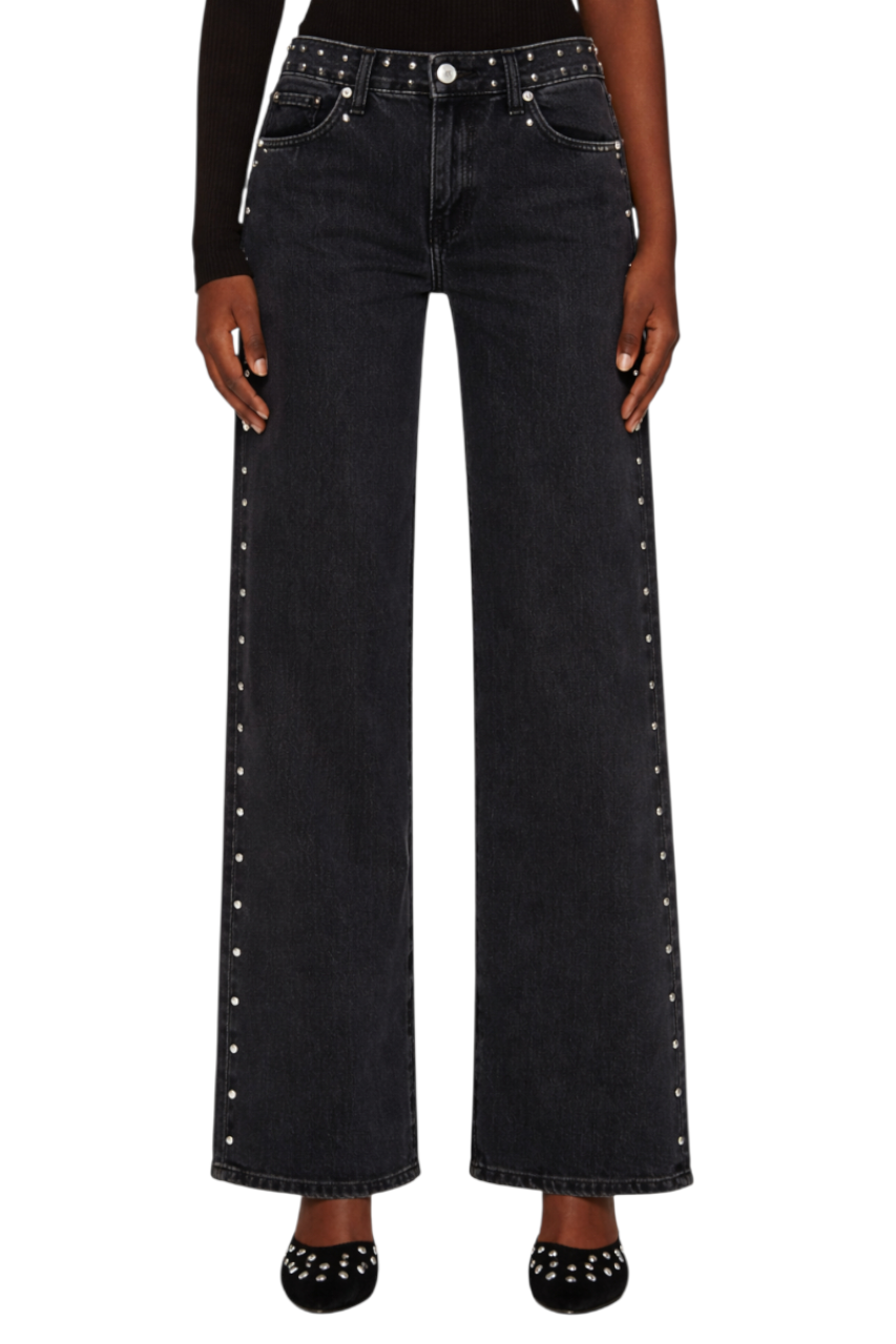 Leopard Star Patches Wide Leg Jeans