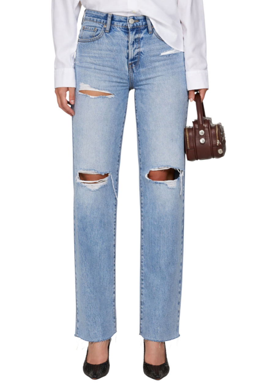 Distressed Straight Leg Jeans