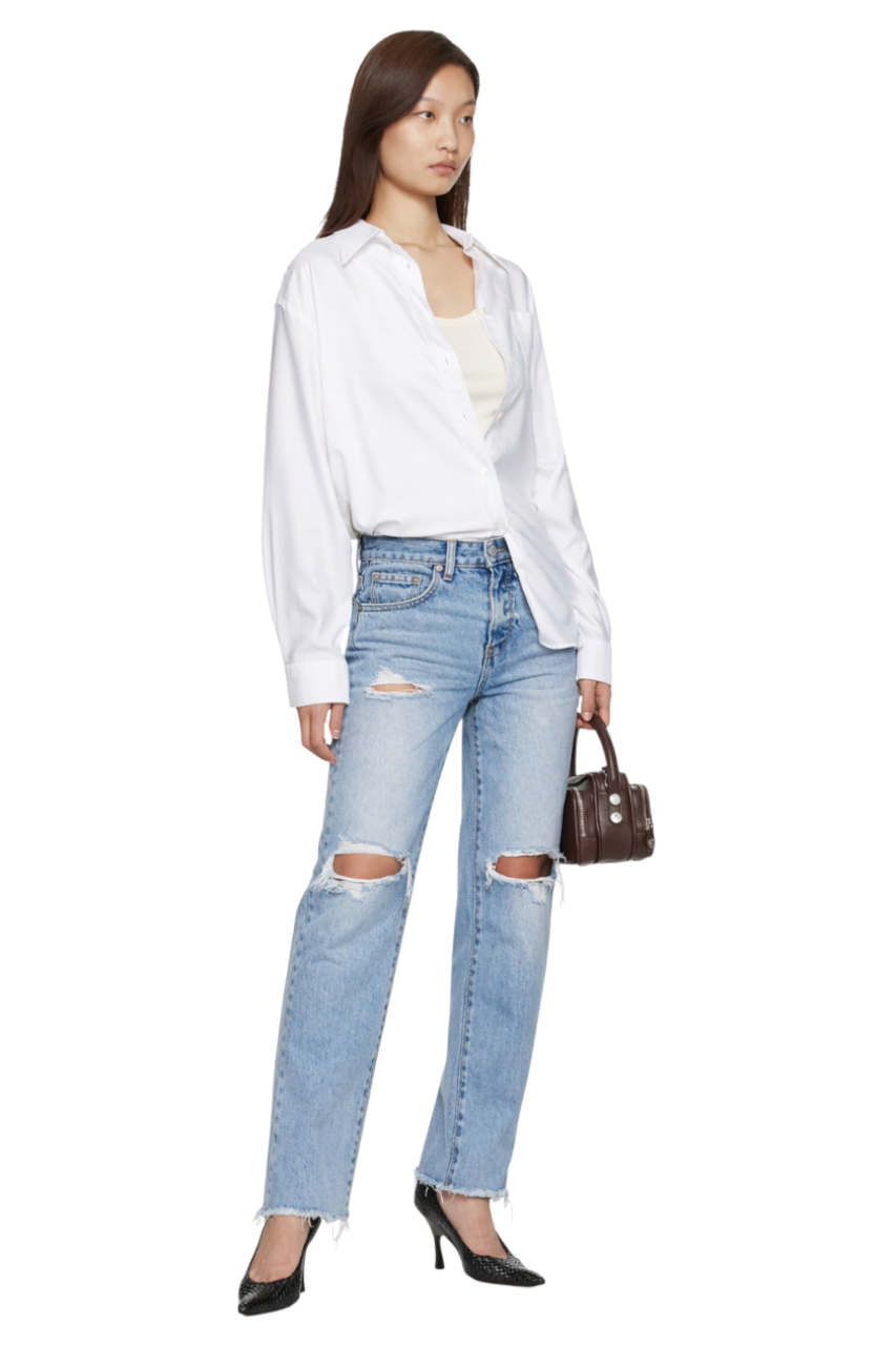 Distressed Straight Leg Jeans