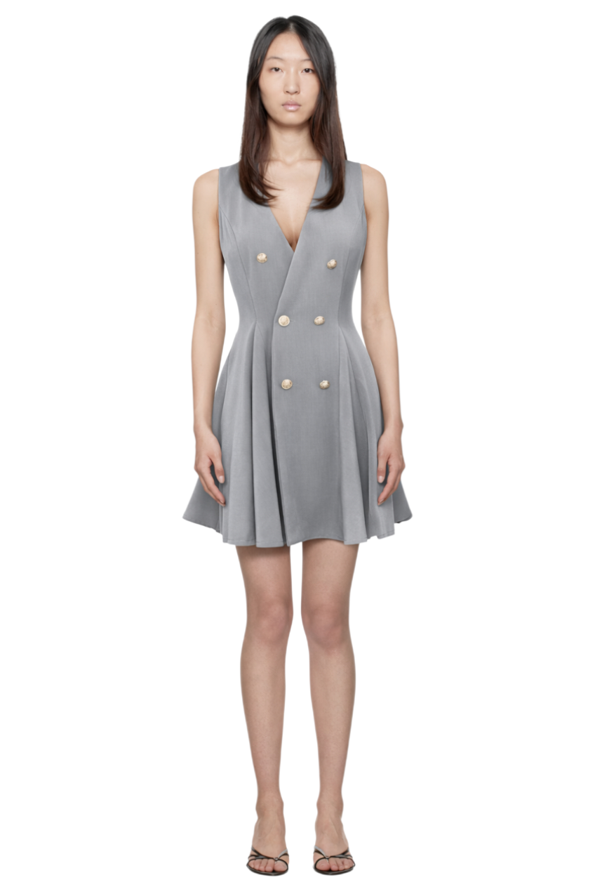 Sleeveless Double-Breasted Mini Dress