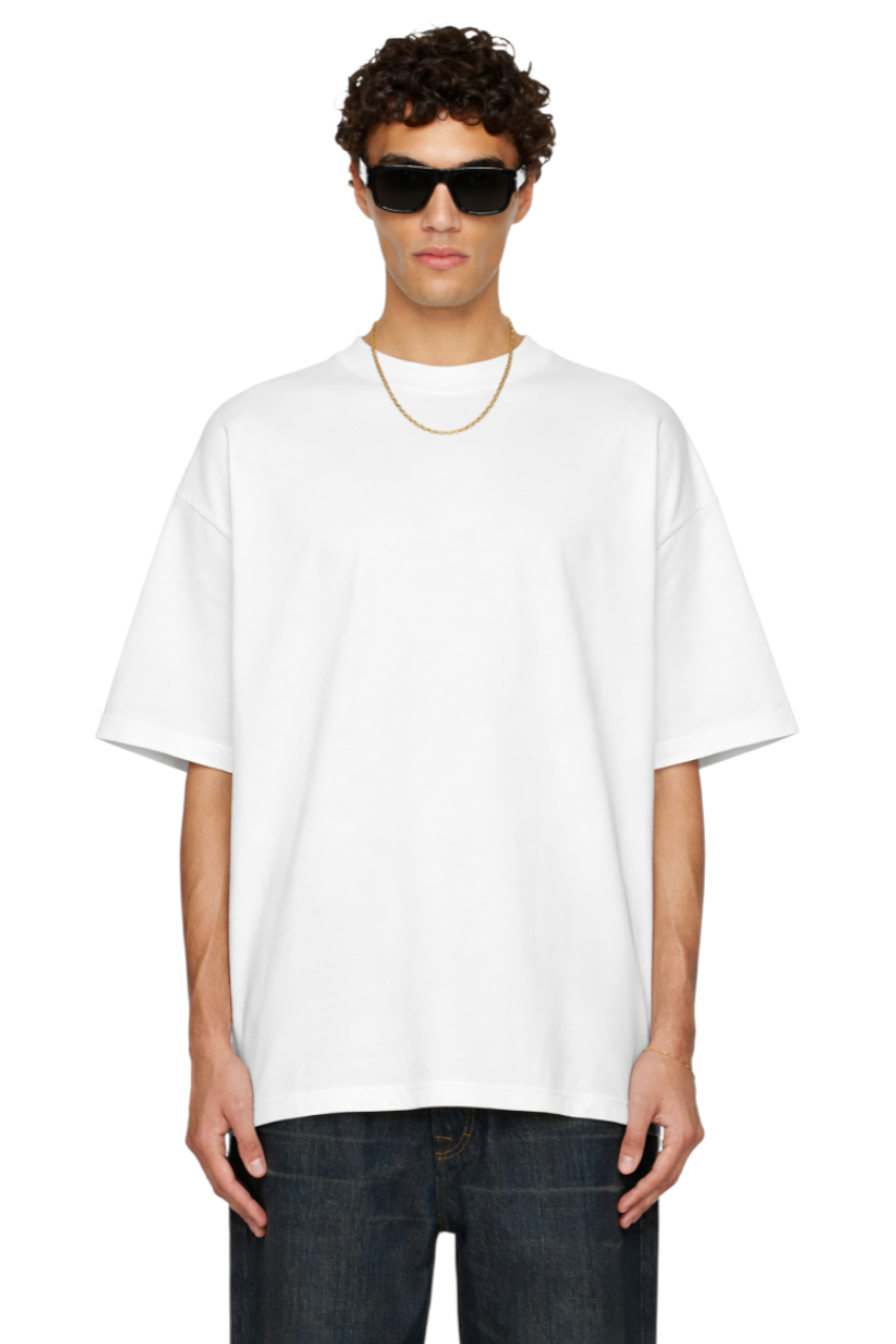 Men's White Round Neck Short Sleeve T-Shirt