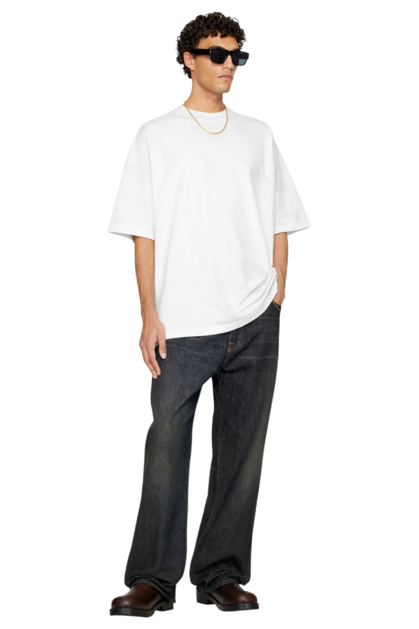 Men's White Round Neck Short Sleeve T-Shirt