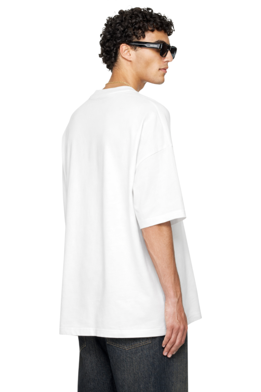 Men's White Round Neck Short Sleeve T-Shirt