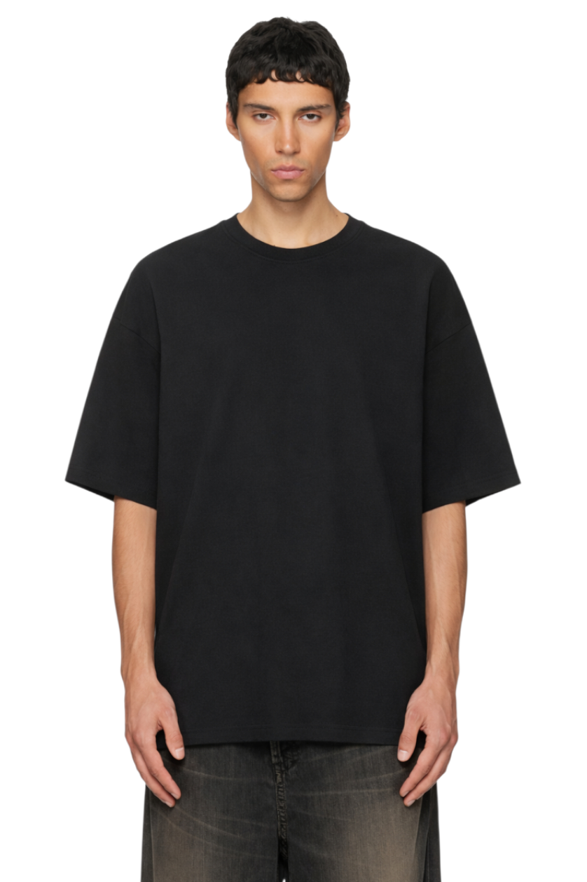 Men's Black Round Neck Short Sleeve T-Shirt