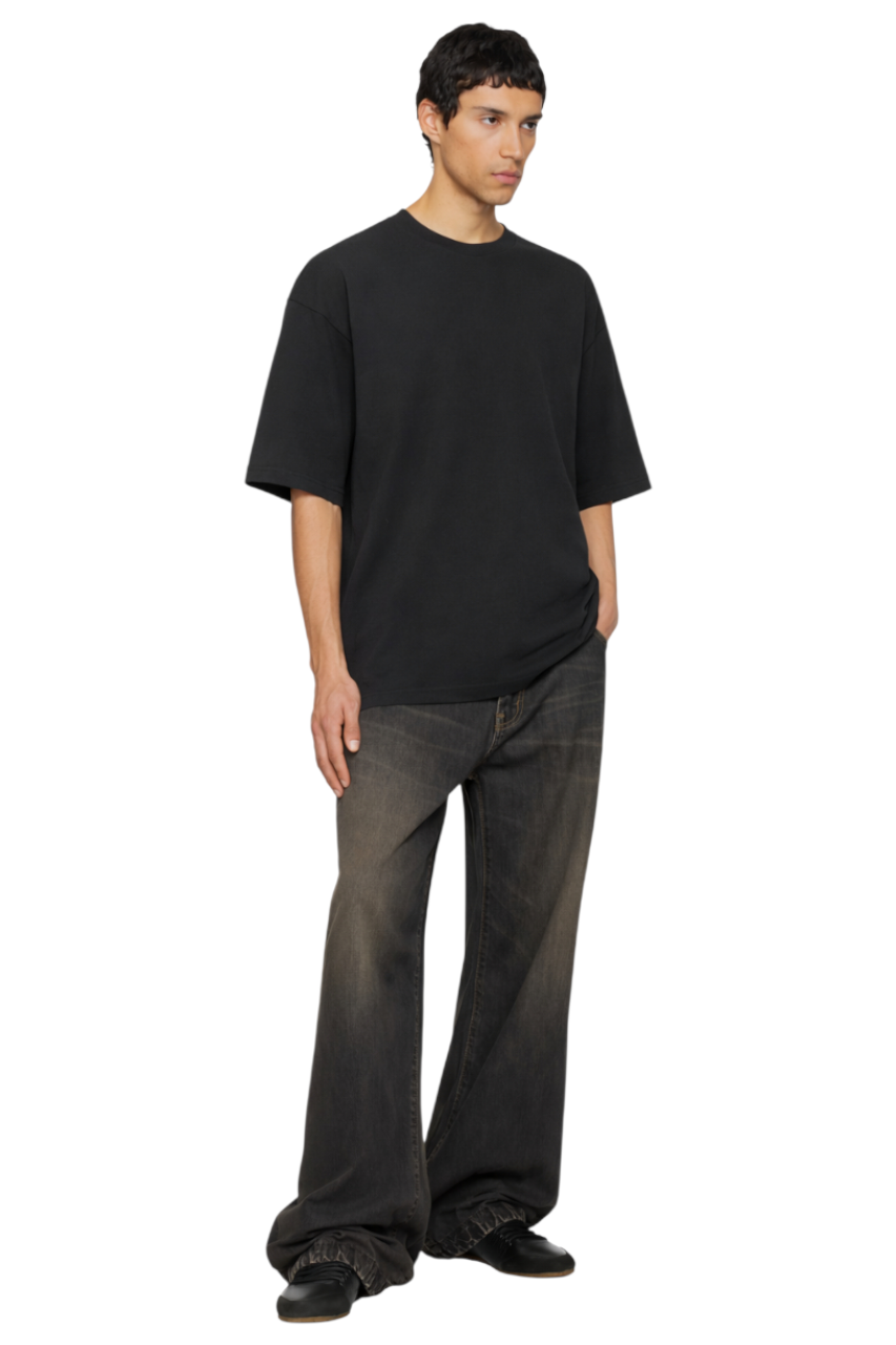 Men's Black Round Neck Short Sleeve T-Shirt