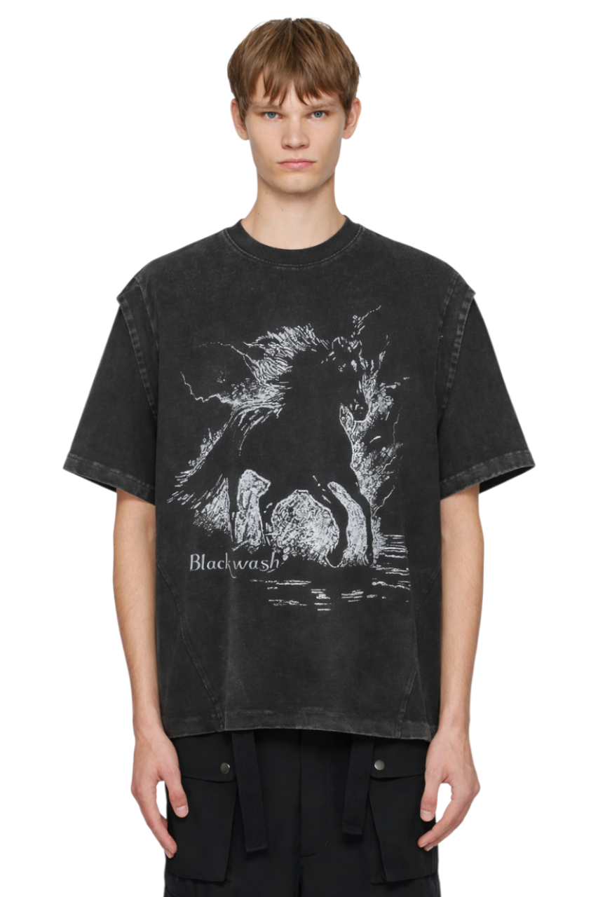 Men's Wash Graphic Round Neck T-Shirt