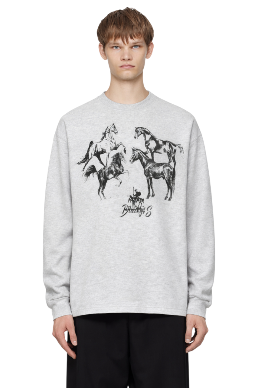 Men's Horse Graphic Long Sleeve T-Shirt
