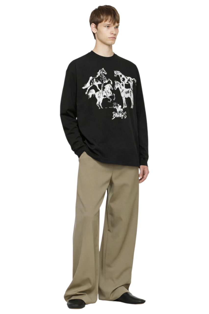 Men's Horse Graphic Long Sleeve T-Shirt