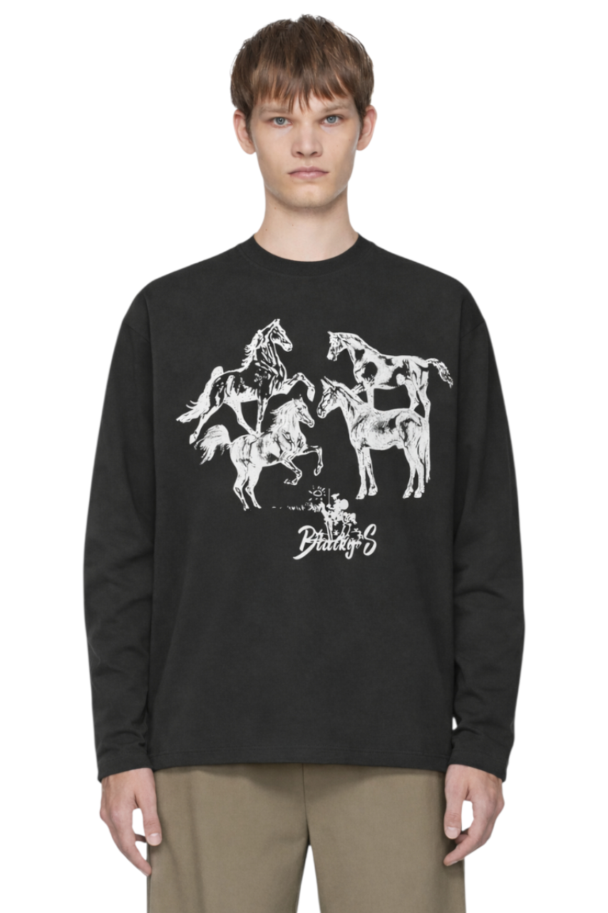 Men's Horse Graphic Long Sleeve T-Shirt