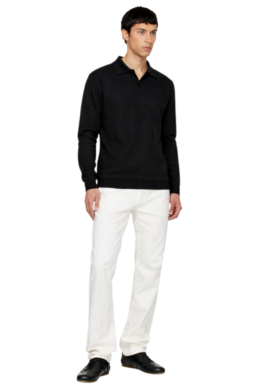 Men's Polo Collar Textured Knit Top