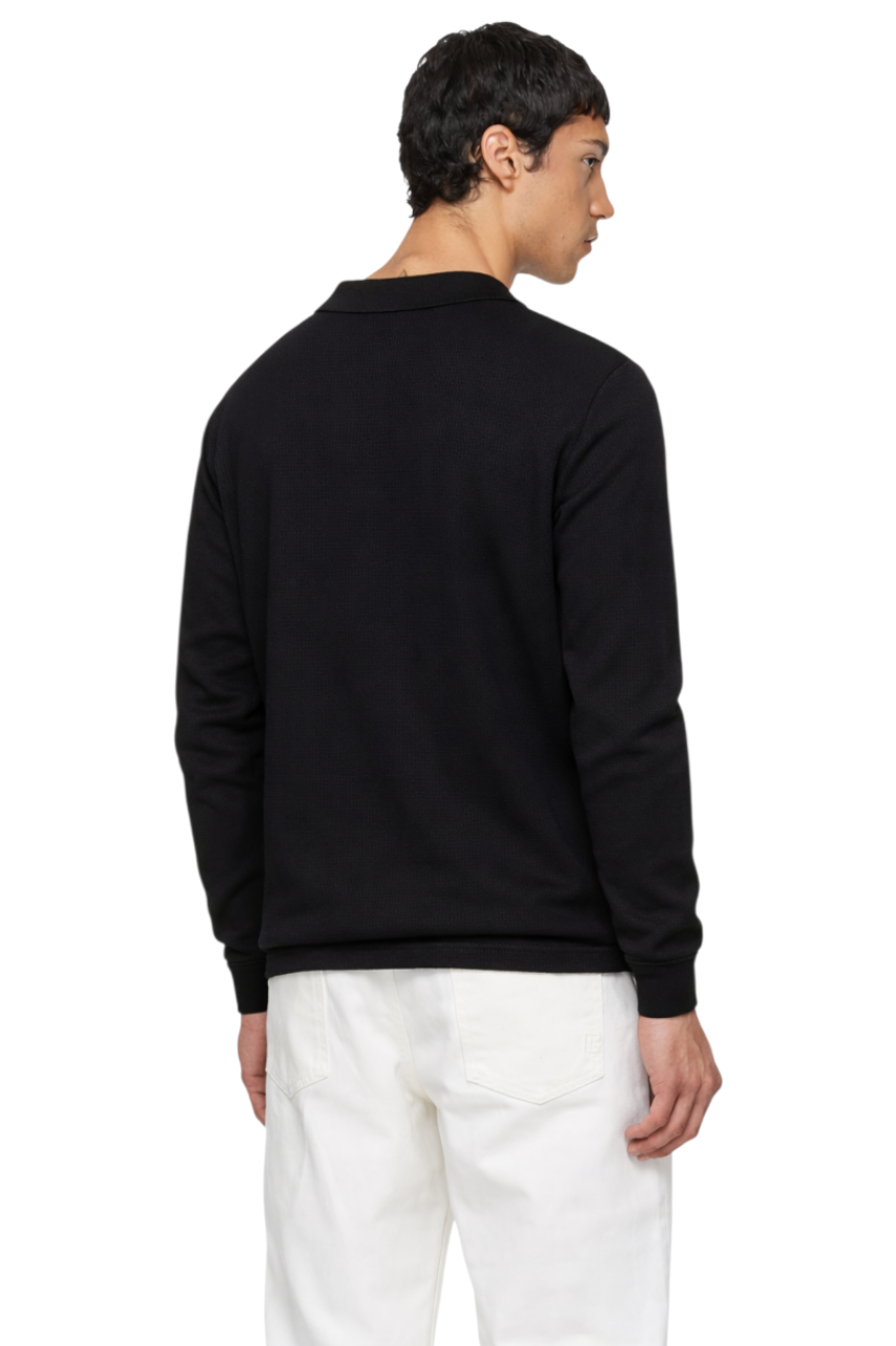 Men's Polo Collar Textured Knit Top