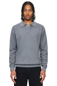 Men's Polo Collar Textured Knit Top