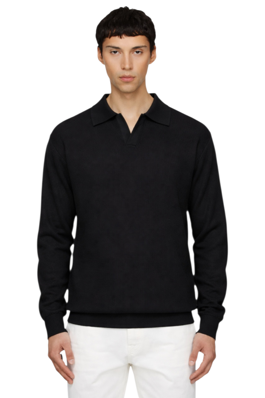 Men's Polo Collar Textured Knit Top
