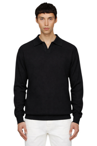 Men's Polo Collar Textured Knit Top