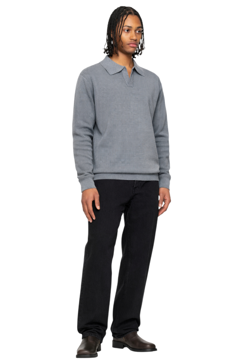 Men's Polo Collar Textured Knit Top