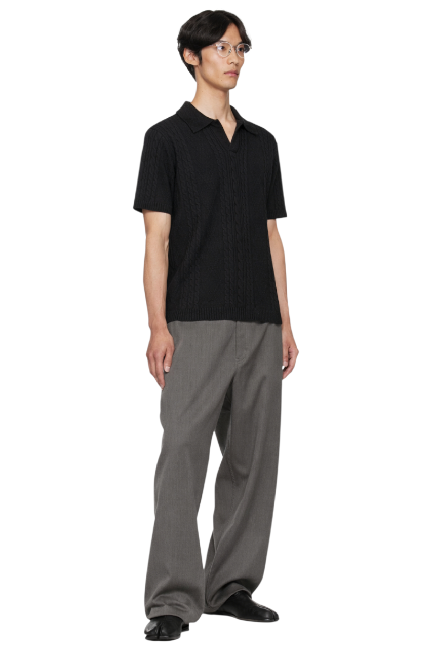 Men's Cable Knit Short Sleeve Knit Polo