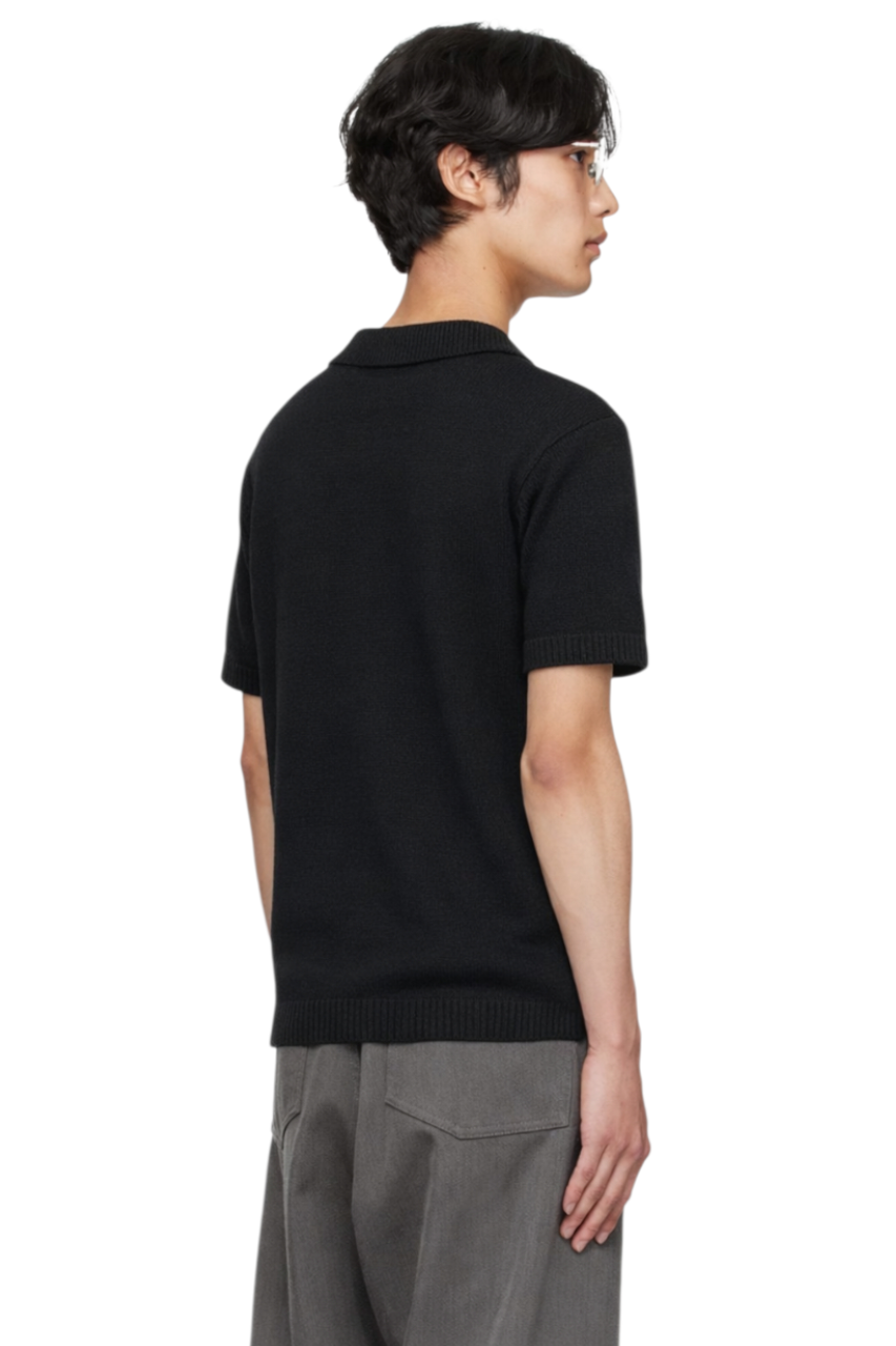 Men's Cable Knit Short Sleeve Knit Polo