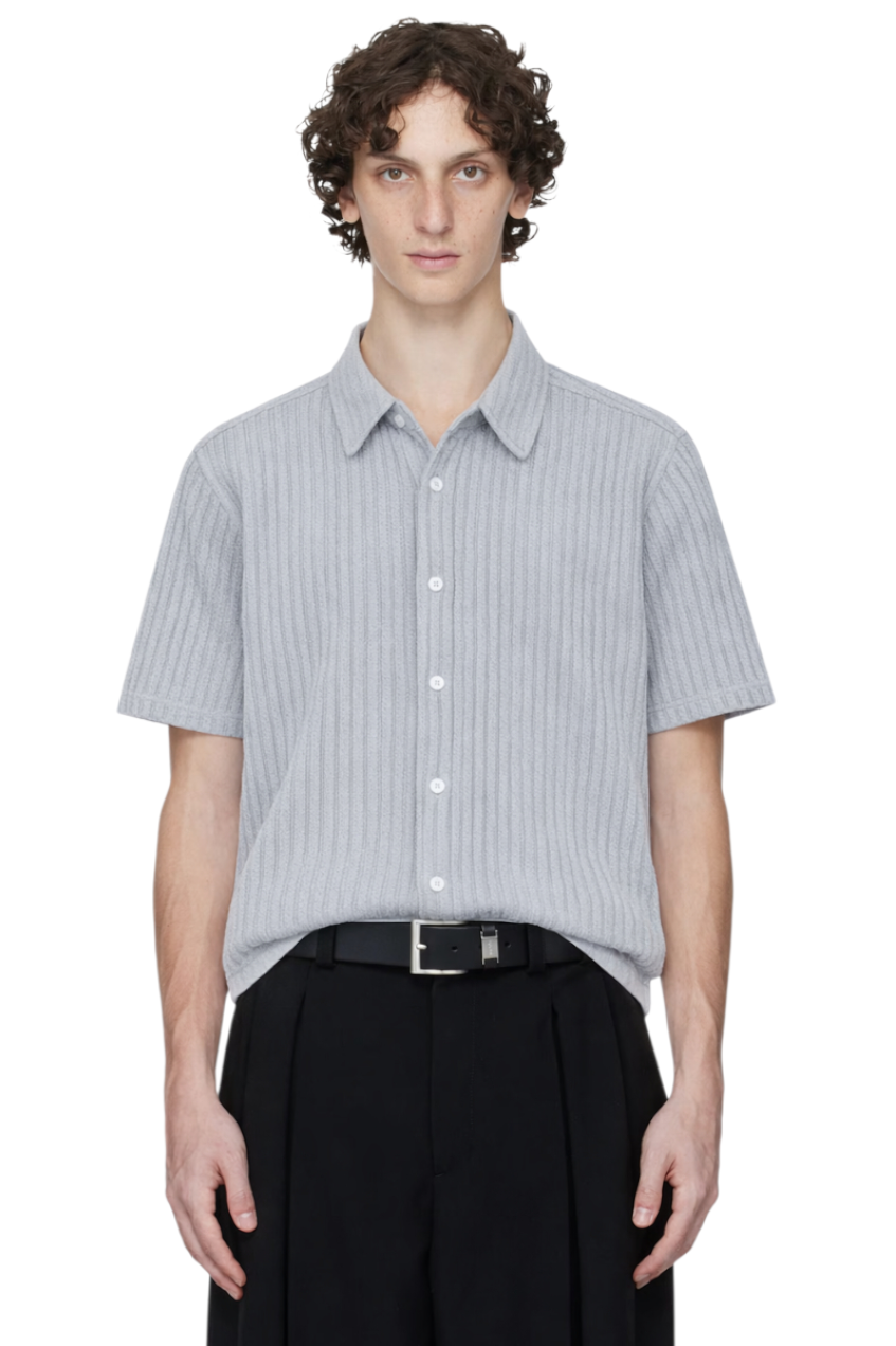 Men's Oversized Short Sleeve Textured Shirt