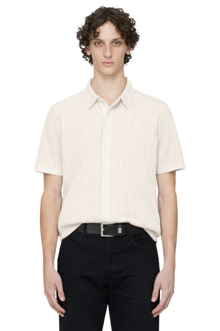 Men's Oversized Short Sleeve Textured Shirt