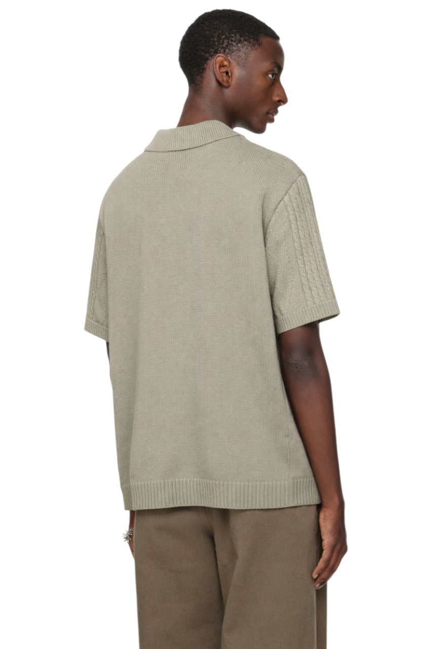 Men's Cable Knit Short Sleeve Polo
