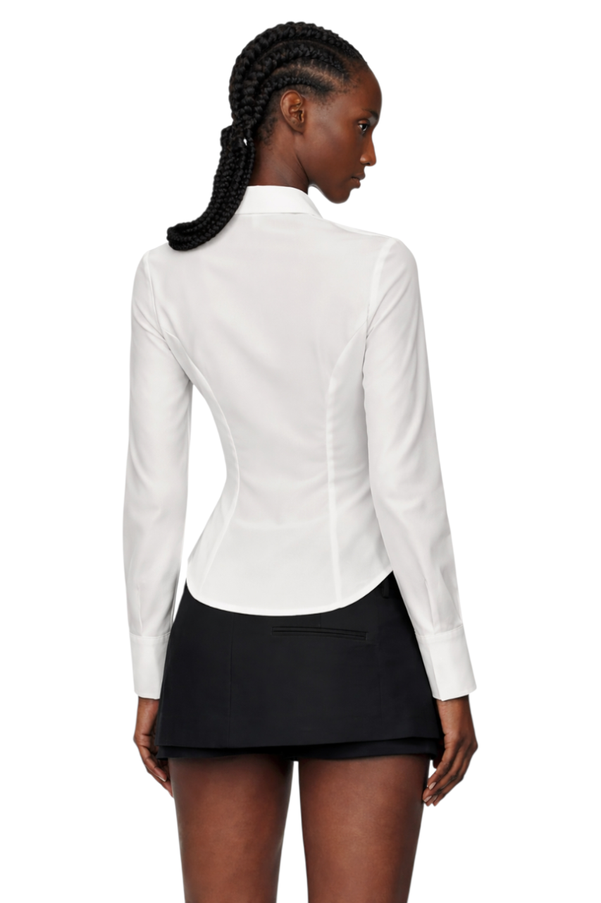 Ruched Button Down Long Sleeve Shirt