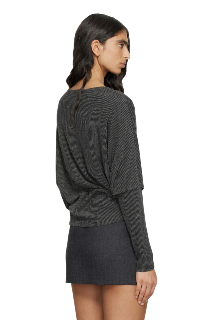 Boat Neck Long Sleeve Knit Top