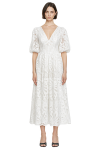 Cutout Back Lace Crochet V-Neck Dress