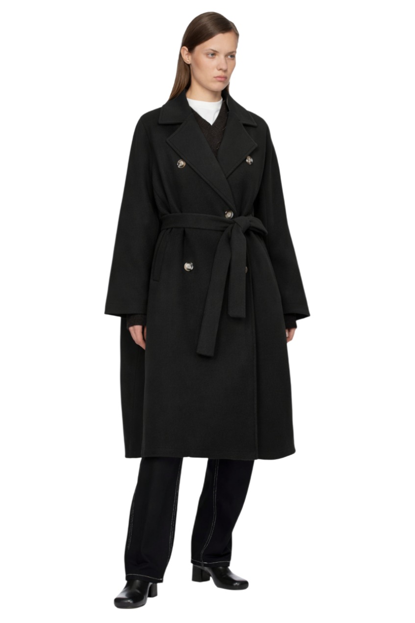 Double-Breasted Tie Waist Coat