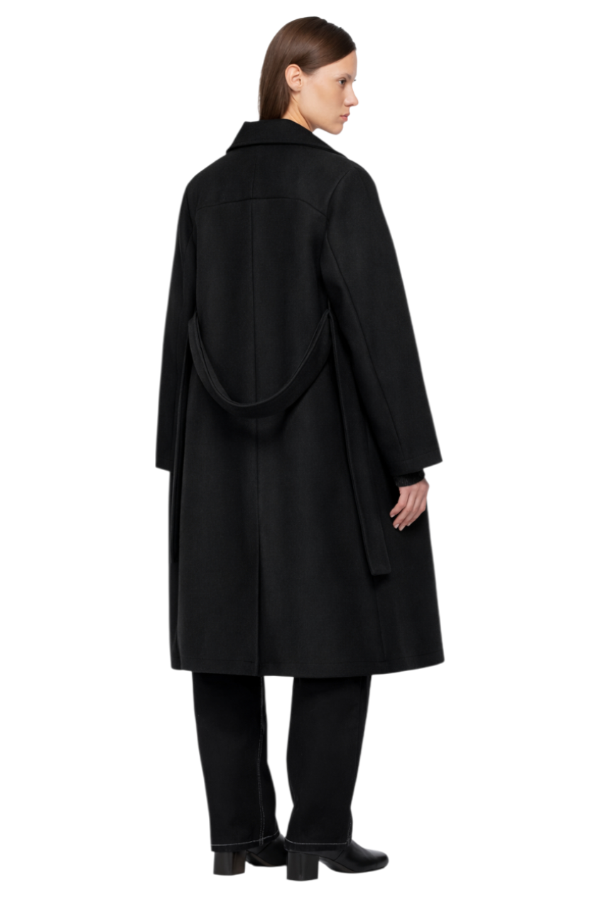 Double-Breasted Tie Waist Coat