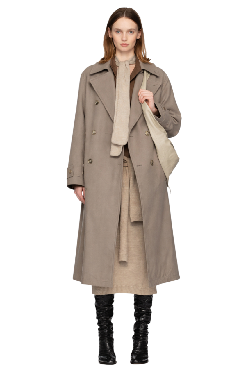 Double-Breasted Tie Waist Coat