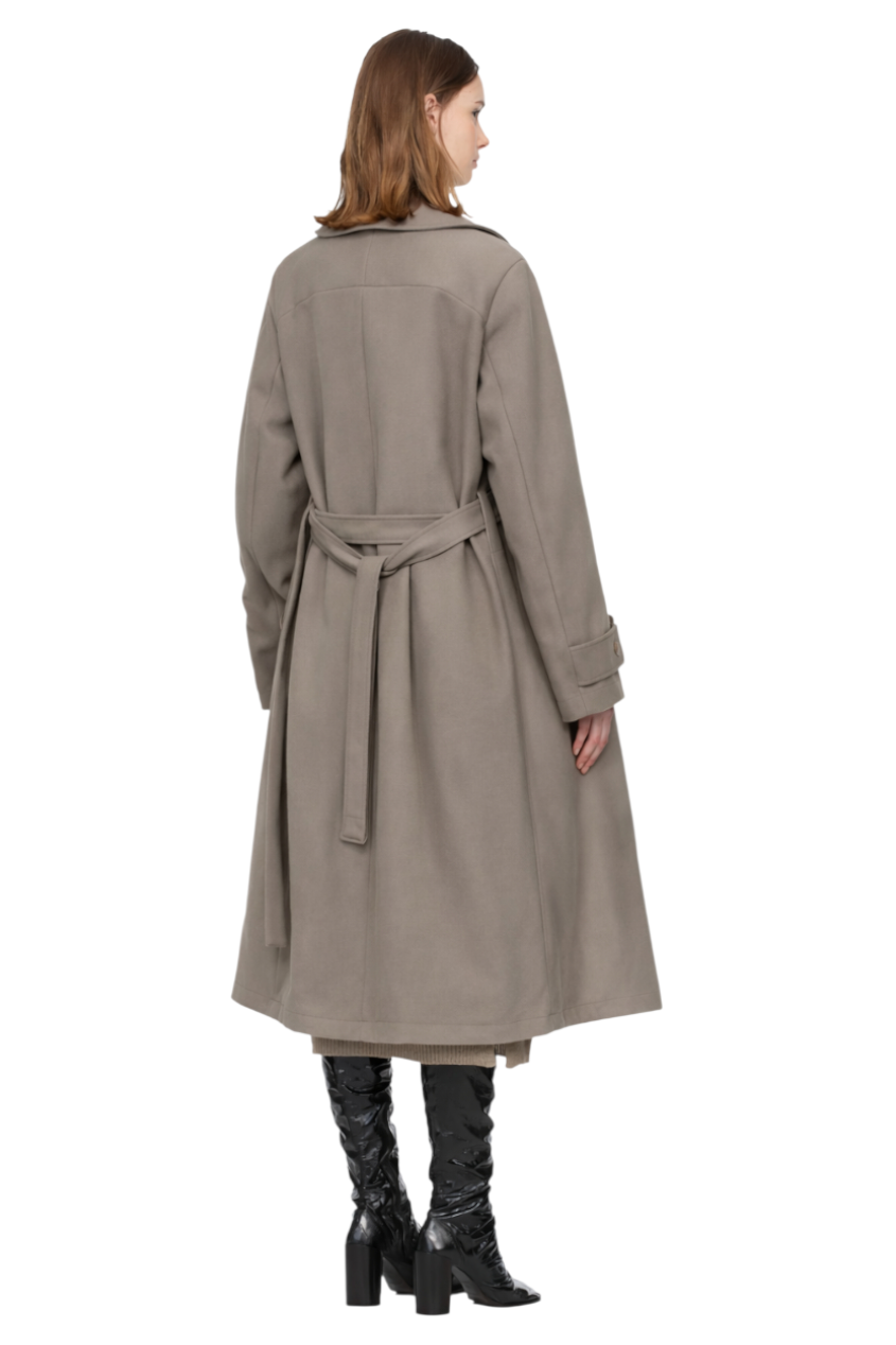 Double-Breasted Tie Waist Coat