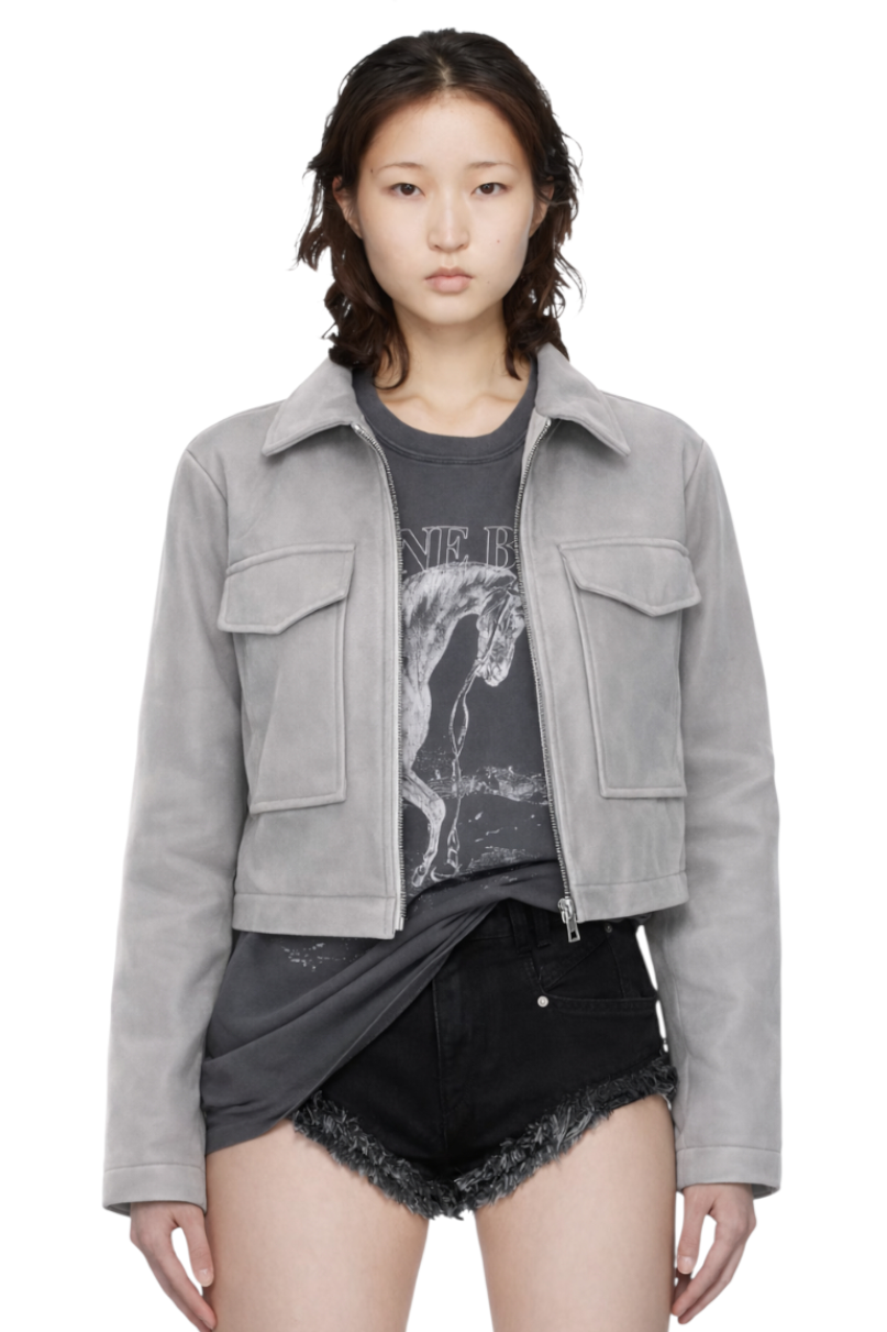 Cropped Zip-Up Pocketed Jacket