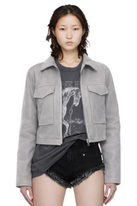 Cropped Zip-Up Pocketed Jacket