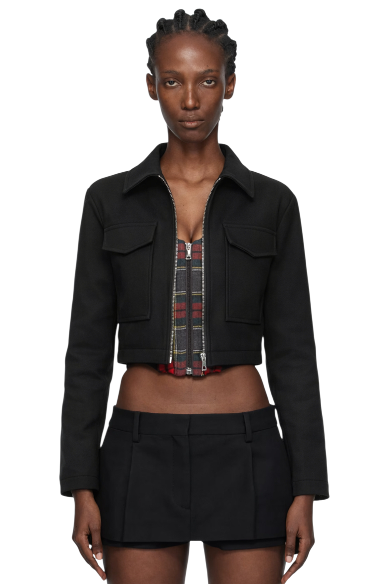 Cropped Zip-Up Pocketed Jacket
