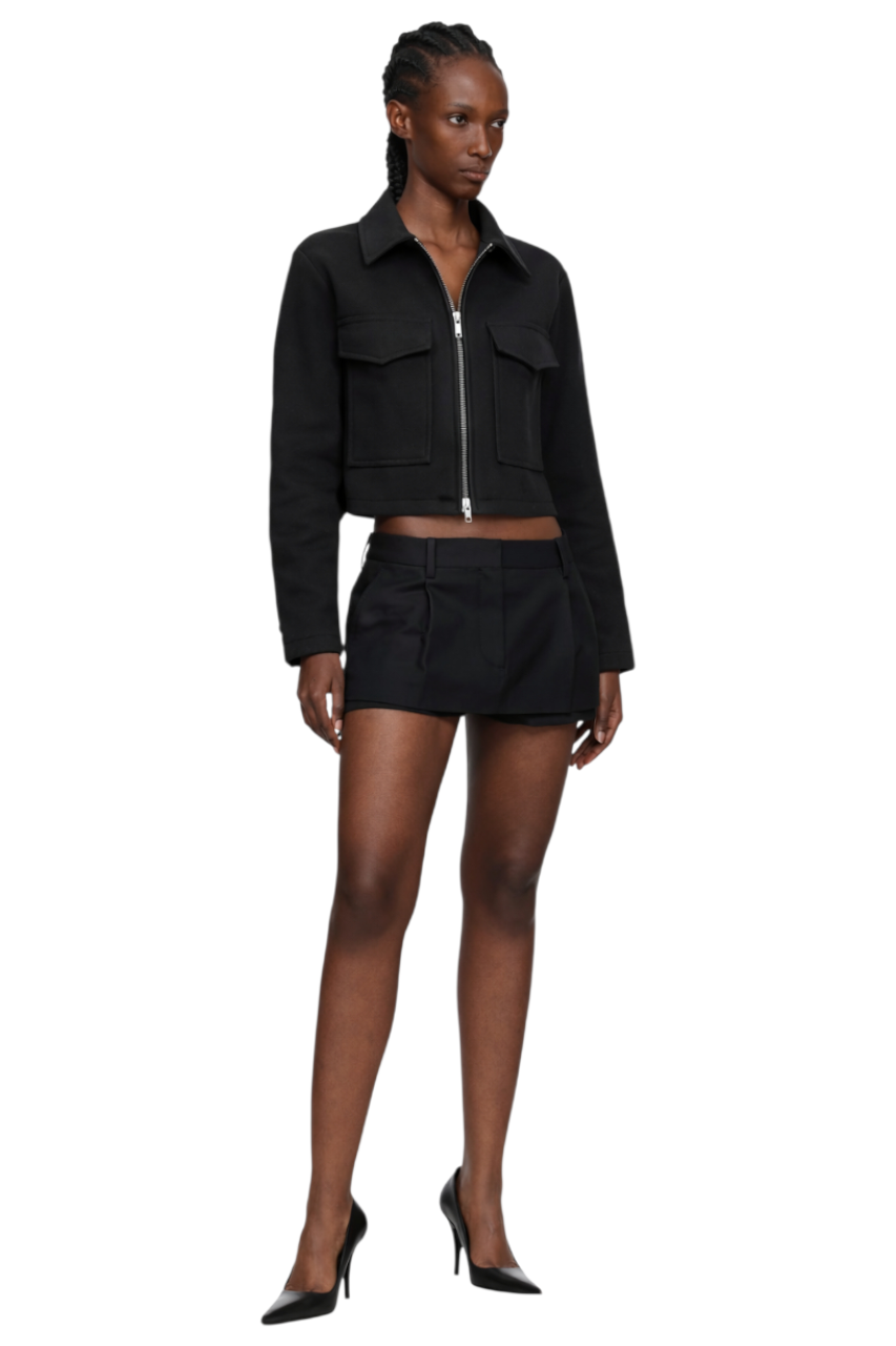 Cropped Zip-Up Pocketed Jacket