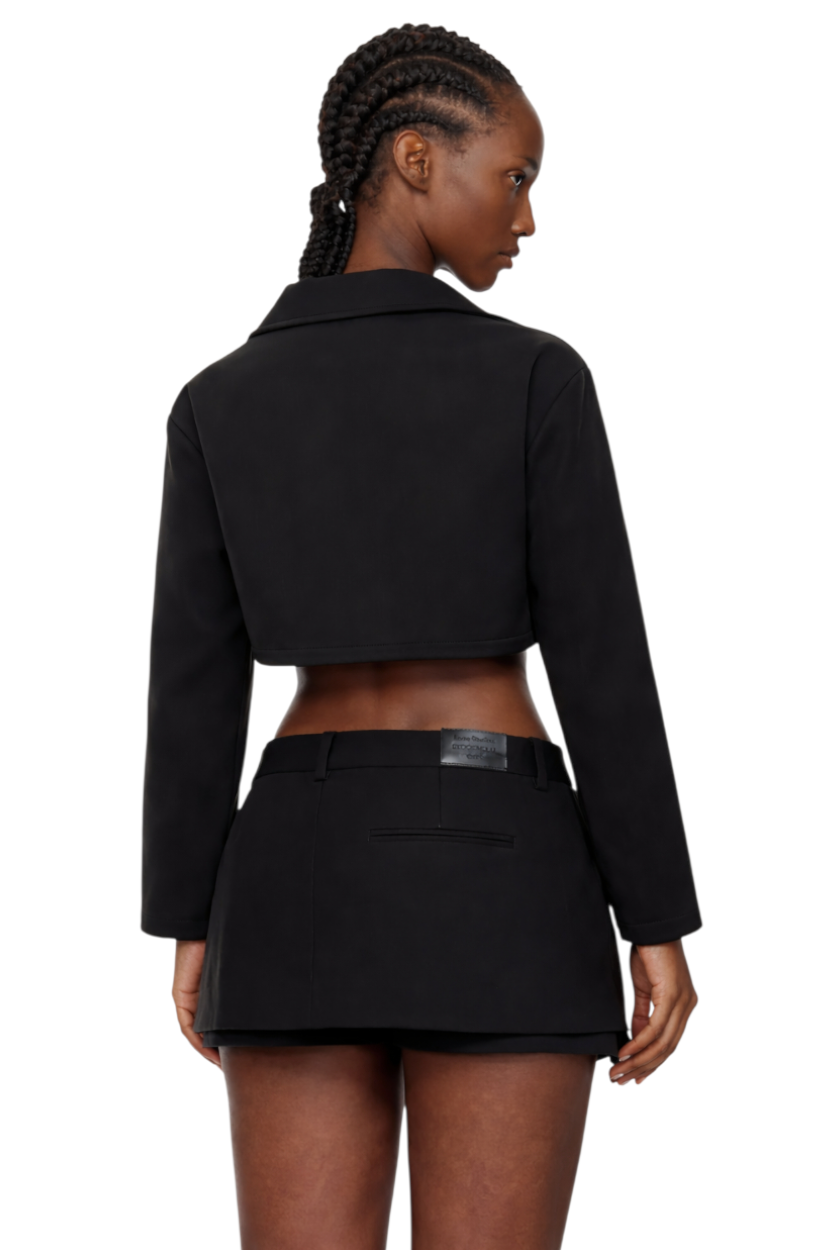 Cropped Zip-Up Pocketed Jacket